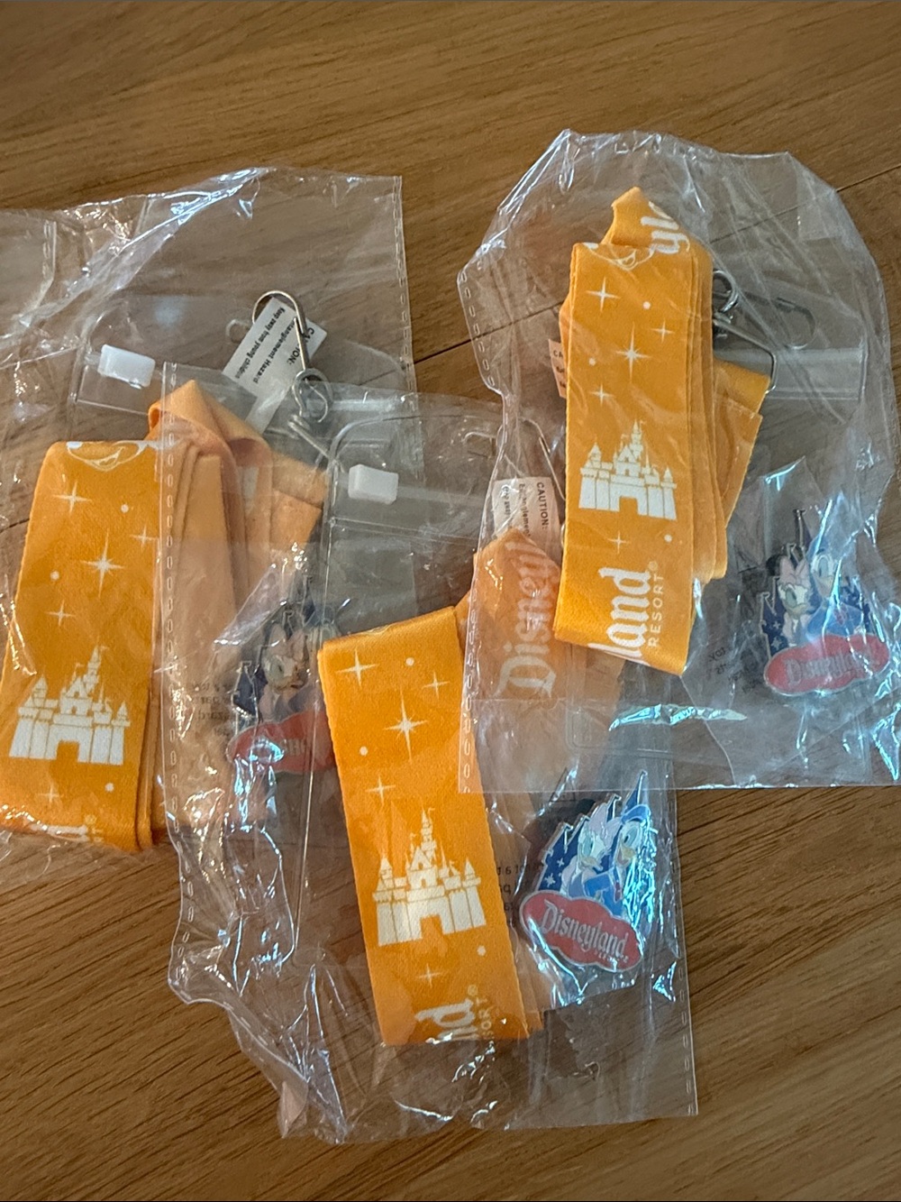 THREE Disneyland Resort goldenrod Lanyards with Pin - Picture 2 of 2